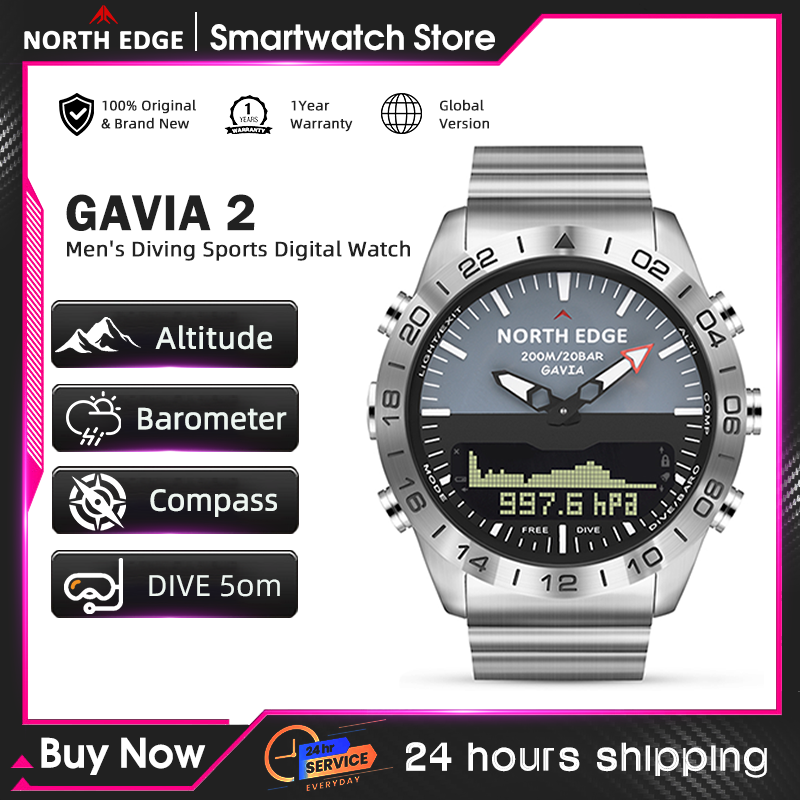 Diver Watch 300M - NORTH EDGE Herren-Taucheruhr, Militär, Armee, Luxus-Smartwatch