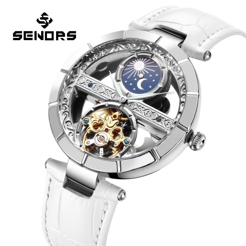 Luxury Watch Moon Phase - Luxus Damen wasserdichte Skelett Tourbillon mechanische