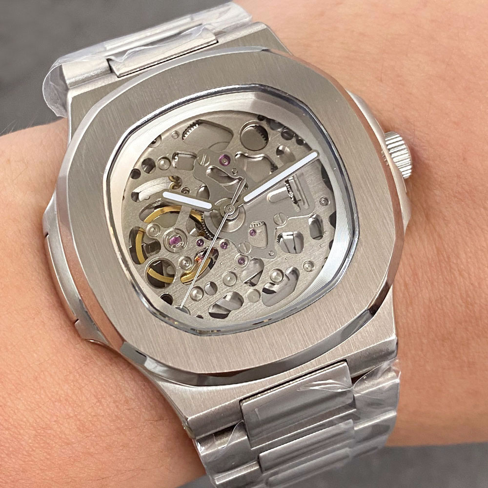 Patek Philippe Watch Nautilus - Tandorio 40mm Saphirglas NH70A Skelett-Hohluhrenzifferblatt NH35