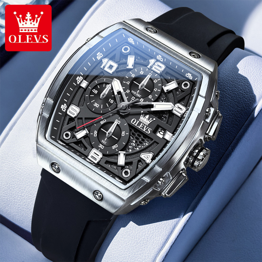 Luxury Watch Exhibition - OLEVS Herrenuhren 2976, luxuriöse Mode-Tonneau-Quarzuhr für