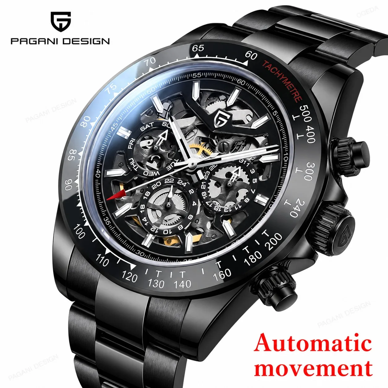 Automatic Pilot Watch - PAGANI DESIGN Dual Side Hollow Automatikuhr