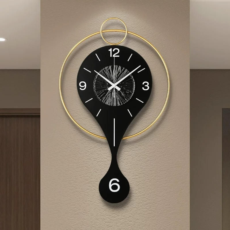 Luxury Watch Wall Clock - Luxuriöse runde Schwingwanduhr, kreative Wohnzimmer-Digitaluhr, geräuschlose