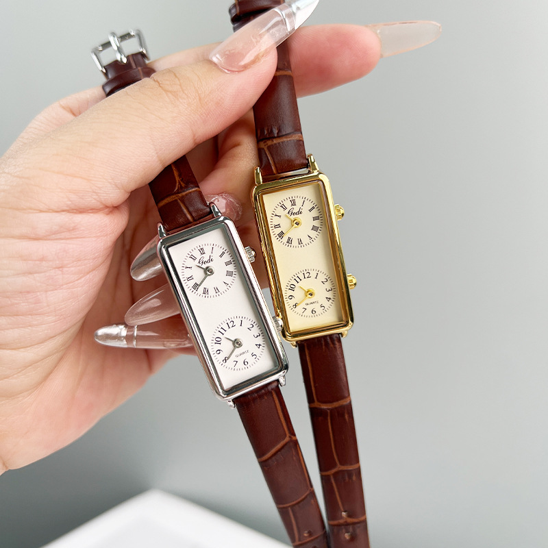 Luxury Watch Time - CQ549 Neue Freizeit-Kreativ-Dual-Zeitanzeige Damenuhr Retro Rechteckige