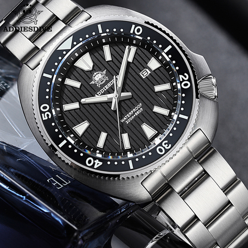 Luxury Watch Packaging Box - ADDIESDIVE Neue Herrenuhren, Quarz-Armbanduhr, Saphirglas, Keramik,