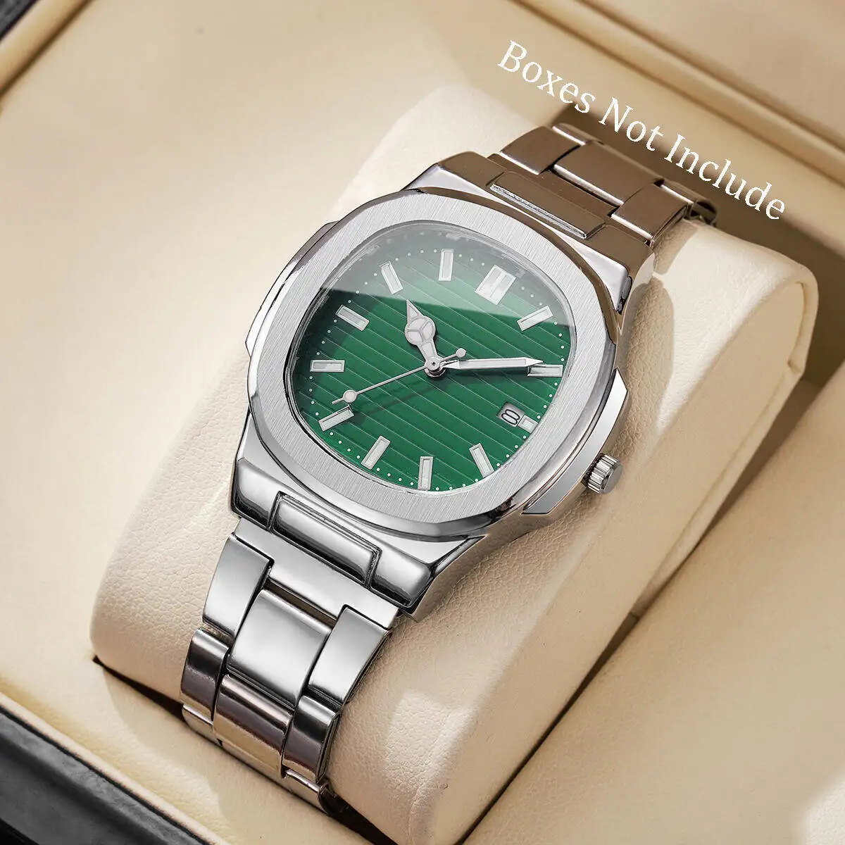 Patek Philippe Watch Nautilus - Fashion Square Herren-Businessuhren, Edelstahlarmband, Kalender, Quarz-Armbanduhr,