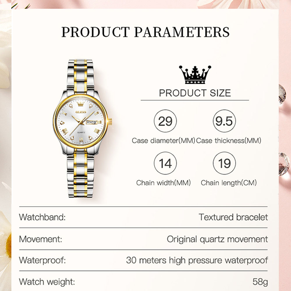 Olevs neue Mode Frauen Quarzuh – Luxury Watch Moon Phase Bewertung und Preis