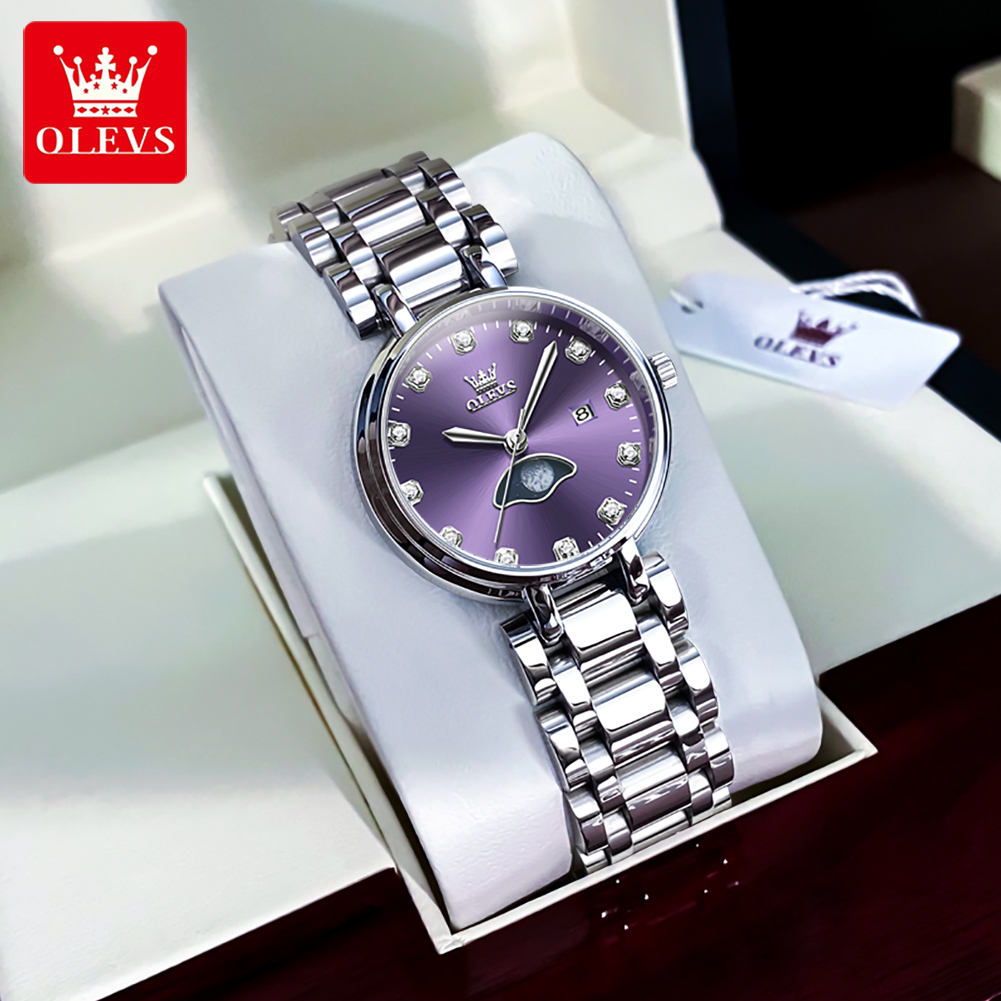 OLEVS Elegante Mode Lila Stras – Luxury Watch Moon Phase Bewertung und Preis