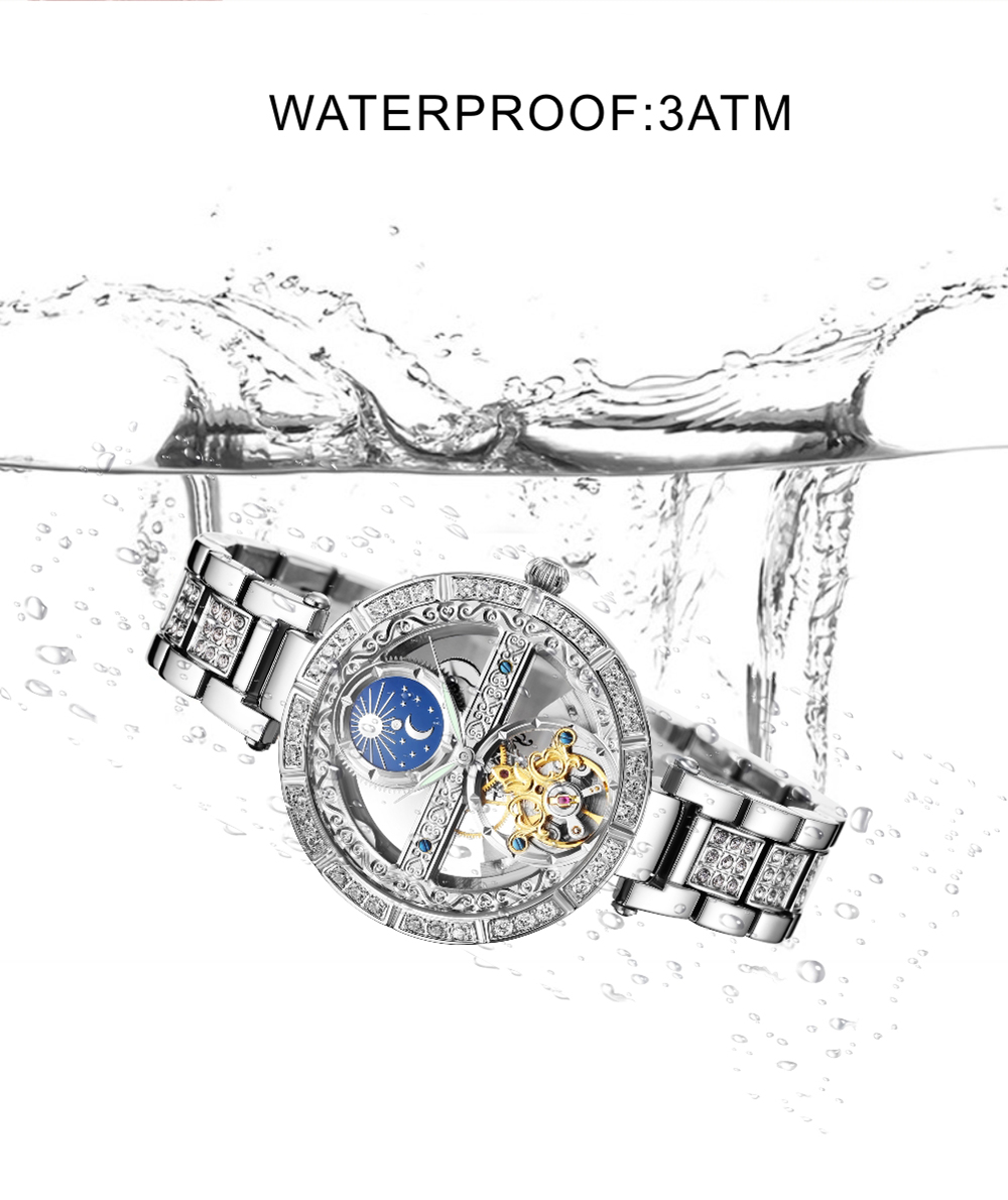 Luxus Damen wasserdichte Skele – Luxury Watch Moon Phase Bewertung und Preis