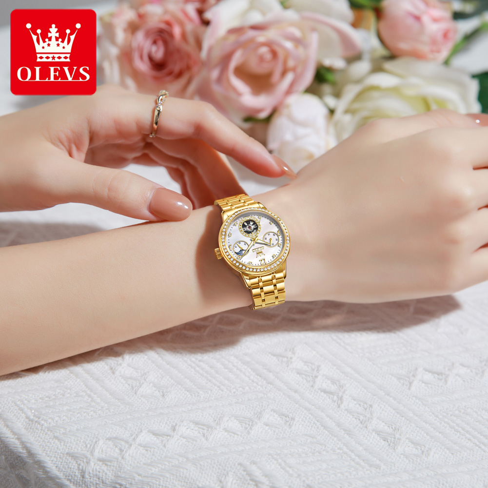 OLEVS 6750 Automatische Damenu – Luxury Watch Moon Phase Bewertung und Preis