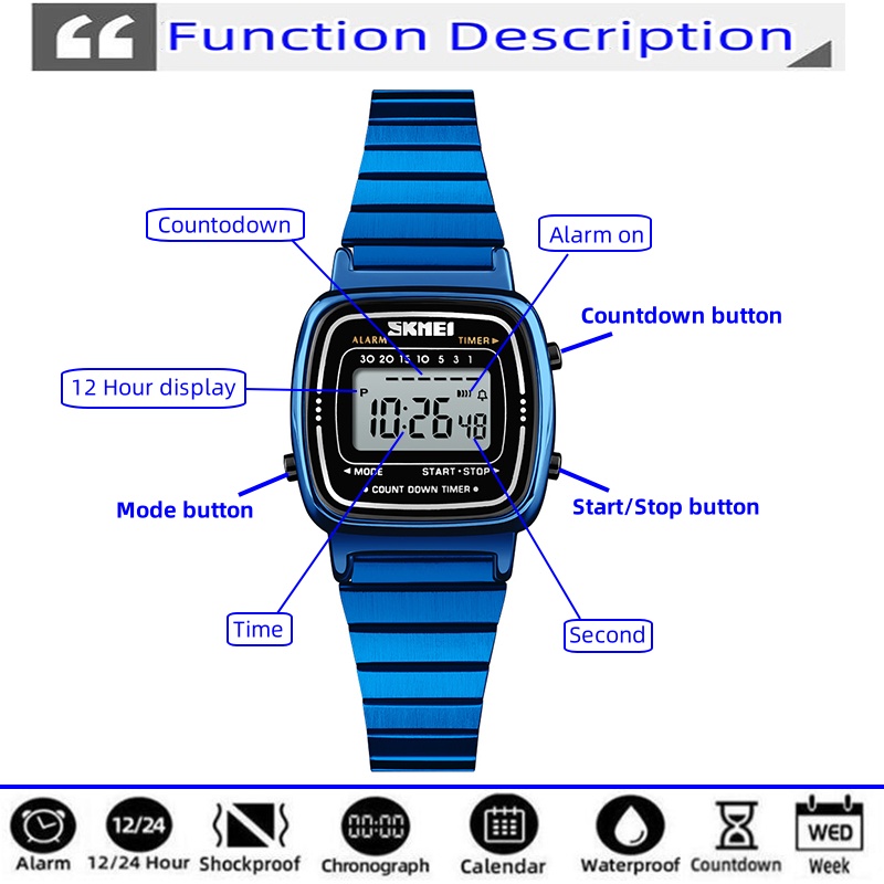 Skmei Damen-Digitaluhren, luxu – Perpetual Calendar Watch Bewertung und Preis
