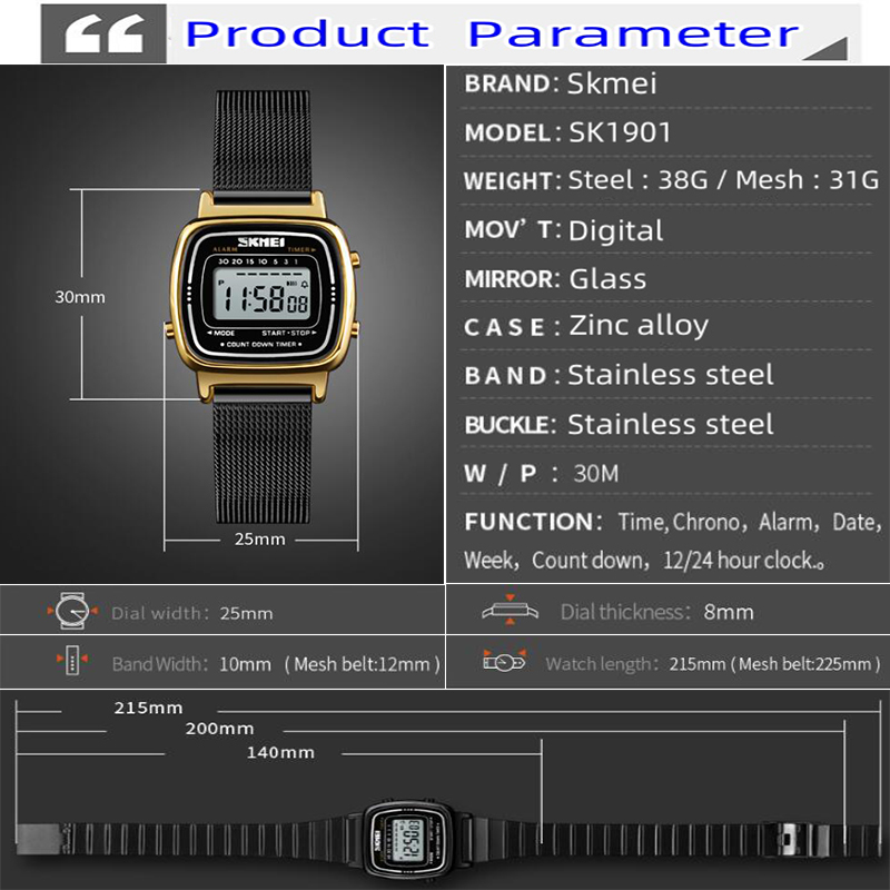 Skmei Damen-Digitaluhren, luxu – Perpetual Calendar Watch Bewertung und Preis